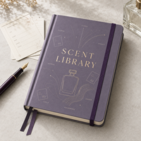 LABON Journal de parfums personnalisé A5, couverture rigide prune, dorure à chaud, notes de fond cœur, longue durée, évaluation de l'humeur