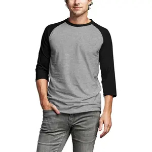 2023 남자의 긴 소매 와플 니트 라글란 열 셔츠 남자 야구 티셔츠 100% 면 긴 소매 라글란 저지