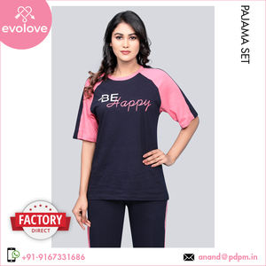 Distribuidor a granel que vende calidad duradera 100% algodón señoras ropa de dormir medias mangas Conjunto de pijama de dos piezas para mujer - Product Image 5