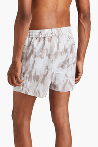 <b>Mens</b> Stylish Modern Fit Swim <b>Shorts</b> with Beige and <b>White</b> Abstract Brushstroke Design Comfortable Summer Beachwear - Product Image 3