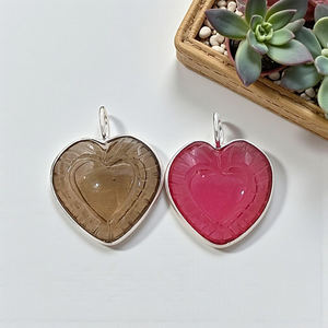 925 Sterling Silver Bezel Pendant For Jewelry Making Handmade 20mm <b>Heart</b> <b>Shape</b> Carved Pendant Gemstone 925 Silver Bezel Pendants - Product Image 1