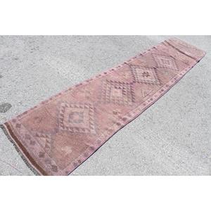 2.4x11.6 ft <b>Runner</b> Turkish Rug, Vintage Rug, <b>Red</b> Purple Patchwork Wool Rug - Product Image 2