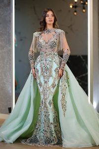 Belle 2024 nouvelle-dernière robe de caftan brodée matériel en soie avec perles de verre de cristal fils perles Dabka travail - Product Image 2