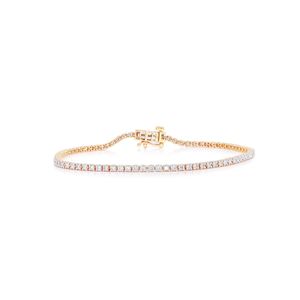 Pulsera de Tenis Clásica de Una Sola Hilera con Diamantes Redondos para Ella - Product Image 1
