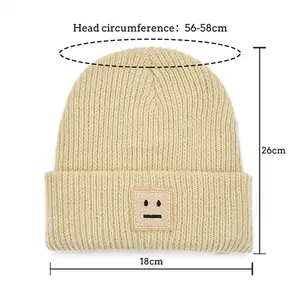 Gros côtelé bonnets doux laine mélange chaud casquette mode Streetwear extérieur élégant confortable hiver chapeaux jacquard - Product Image 2
