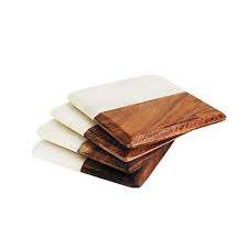 Posavasos Redondos Clásicos de Madera y Mármol Ecológicos Rabeh de Uttar Pradesh para Té, Café y Bebidas - Product Image 4