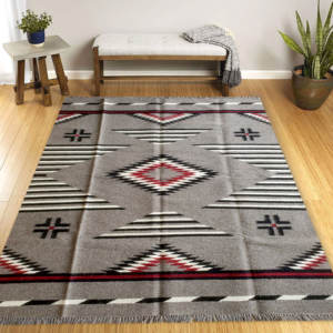 Tapis Kilim en Laine/Soie Fait Main Style Moderne Vintage Motif Floral à Poils Courts Lavable Décoration d'Intérieur - Product Image 3