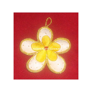 Handmade Product Indian Fabric Floral Shape With Zari Embroidery And Beaded Work For New Year <b>Party</b> Decorative Hanging Ornaments - Product Image 1