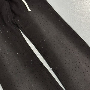 Pantalones de hombre de sudor apilados lavados personalizados Ropa de invierno Pantalones de hombre de sudor de diamantes de imitación - Product Image 5