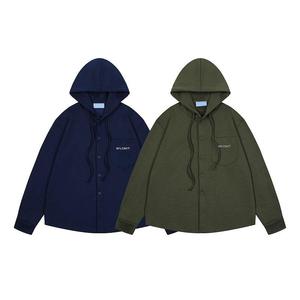 2025 otoño verde oliva Unisex abotonado Sudadera con capucha Retro Streetwear Oversized Fit pareja juvenil Casual Hoodies - Product Image 1