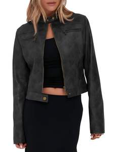 Veste en cuir pour femme respirante et chaude pour l'hiver, vêtement décontracté, veste en cuir tendance pour femme à prix raisonnable - Product Image 5