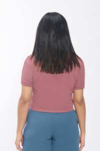 เสื้อวาฟเฟิลถักแขนสั้นสำหรับผู้หญิงมีสไตล์สีชมพูเสื้อแขนสั้นผ้าโพลีเอสเตอร์ระบายอากาศได้ดีเสื้อยืดลำลองสวมใส่สบายใส่ในสำนักงานและในชีวิตประจำวัน - Product Image 4