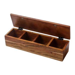 Premium Handcrafted Eco-Friendly Modern Luxury Wooden Tea <b>Box</b> 4 Compartments Elegant Organizer Tea Bags Spices Herbs <b>Gifting</b> - Product Image 2