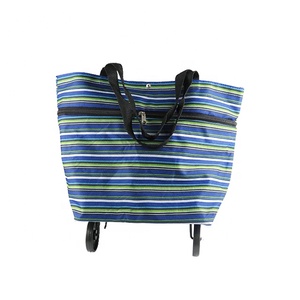 <b>Foldable</b> Polyester Fiber Grocery Trolley Handbag with Wheels and Rollable Shopping <b>Bag</b> Customizable Size & Pattern - Product Image 3