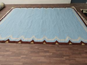 Hermosas alfombras azules tejidas a mano de lana de alta calidad Dari para sala de estar de lujo 8x10 Farsh-e Durry Dastbaaf 9x12 Pray Style - Product Image 4