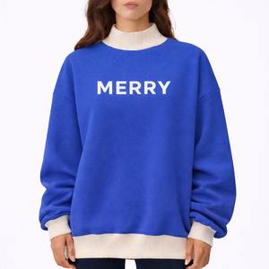 Sweat-shirt pour femme à col montant personnalisé avec logo, streetwear, épaules tombantes, broderie, polaire, pull oversize, 100% coton - Product Image 1