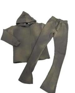 Chándal de invierno OEM personalizado de ajuste regular para hombre, ligero, transpirable, de algodón sólido/poliéster, lavado con ácido, de alta calidad - Product Image 5