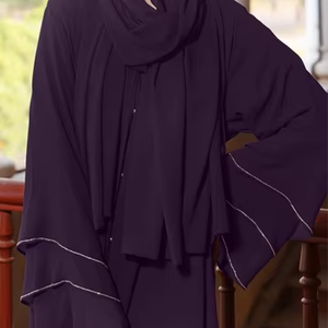 Vêtements islamiques modestes de couleur unie en gros à Dubaï, abaya, robes musulmanes pour femmes pour les saisons printemps et automne pour adultes - Product Image 1