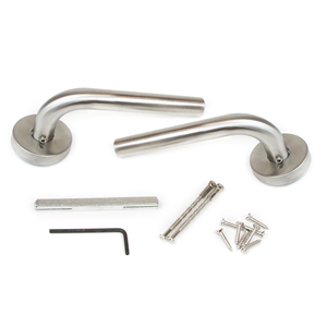 Emuca Ensemble de poignées de porte et de fenêtre en acier inoxydable nickel satiné D.53mm Rosette en forme de L pour portes intérieures Espagne 9170151 - Product Image 3