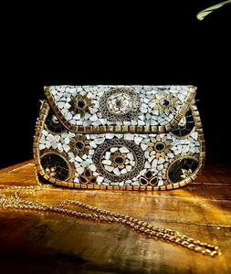 Design de luxe femmes mariage laiton mosaïque pochette pour soirée utilisation portefeuille pochette produit de vente chaud - Product Image 4