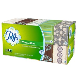 Puffs Plus, Pañuelos Faciales de Bolsillo de 3 Capas de Pulpa de Madera Virgen con Loción, 124 Hojas, 10 Unidades para Uso en Oficina y Hotel - Product Image 2