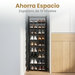 Zapatero Moderno de Acero al Carbono con 5+ Niveles, Almacenamiento que Ahorra Espacio para Entrada, Capacidad para 20-25 Pares, Tipo Vertical, 47x16x128 cm, Negro - Product Image 4