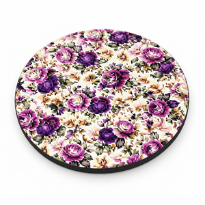 Modern Purple Rose MDF <b>Coasters</b> Handmade Floral Print <b>Round</b> <b>Coaster</b> Set 9cm Diameter From REHMAN CRAFT - Product Image 2