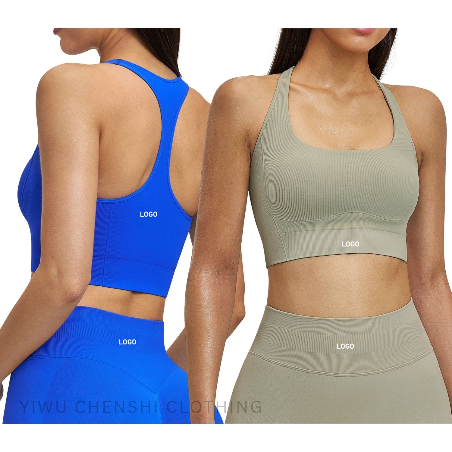 Women Seamless Shockproof Sports Bra, Double Shoulder Strap Yoga Bra, Quick-Drying Fitness Running Top with Backless Fitness Bra