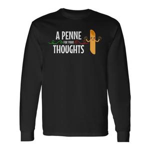 T-shirt à manches longues Italie avec motif 'a Penne' pour vos pensées, design graphique culturel italien promotionnel - Product Image 1