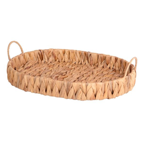 Plateau de service en rotin tissé à bordure de forme unique Plateau en rotin fabriqué à la main pour la salle à manger, le salon et la cuisine - Product Image 2