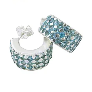 Pendientes de Aro de Plata 925 con Diseño de Gota de Piedra Preciosa Azul, Chapados en Oro Blanco y Oro, con Patrón de Flores de Moda para Uso Diario de Mujeres, Regalos - Product Image 3