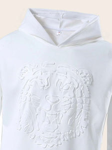 Fabrication de vêtements sur mesure, sweat à capuche imprimé en relief 3d, sweatshirts à capuche et sweatshirts unisexes en coton épais et vierge Boxy - Product Image 3