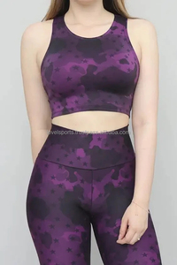 Camo Printed High Waist Pants Set Ribbed Fitness Yoga Wear Women Gym Seamless Tie Dye Crop <b>Top</b> two Pieces Set Sexy Club Floral - Product Image 4