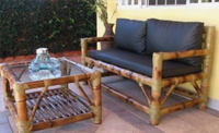 Conjunto de Sofá Cama de Bambú Sólido Ecológico, Reclinable, Moderno, para Interiores y Exteriores, de Tres Plazas, con Mesa Central