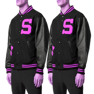 Design personnalisé qualité supérieure Letterman toile respirante coupe-vent laine doublée broderie Varsity Jacket col montant hiver - Product Image 5