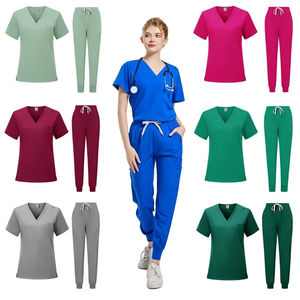 Uniforme de enfermera vaquero duradero ajustado con cuello en V para cirujanos ortopédicos, dentistas, veterinarios, ropa de trabajo - Product Image 6
