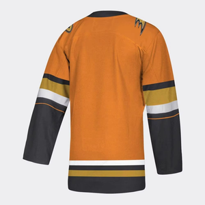 Maillot de hockey sur glace personnalisé OEM imprimé par sublimation avec strass, 100 % polyester, vêtements de sport écologiques à prix abordable - Product Image 6