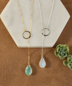 Pierres précieuses naturelles goutte lariat collier pierres précieuses filaire chaîne colliers Boho argent plaqué or à la main pendentif colliers femmes - Product Image 4