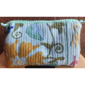 Bolso Portátil con Cierre de Cremallera, Estilo Bohemio, Bordado Suzani, Diseño de Aguas Tropicales - Product Image 1