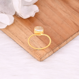 Sólido 925 plata esterlina cristal cuarzo piedra preciosa chapado en oro amarillo apilamiento banda diseñador minimalista anillo joyería de moda - Product Image 4