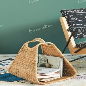 Classy Look Decorative Rattan Magazine Holder for Office and Home Decor Stylish Design <b>Rack</b> Magazine Organizer With Handle - Product Image 1