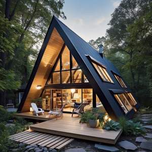 Nouvelle villa préfabriquée en bois triangulaire moderne 2025, application pour cuisine, salle de bain, hôtel, salon, chambre, bureau, bâtiment - Product Image 4