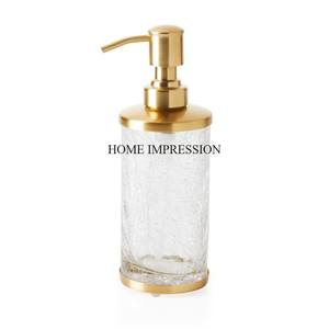 Broken Glass Texture Attractive Designer <b>Liquid</b> <b>Soap</b> Dispenser With Gold Plated Metal Pump From Indian Supplier In Lowest Price - Product Image 2