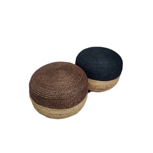 Pouf rond en jute fait à la main deux couleurs avec rembourrage décoration et sièges poufs personnalisé fait à la main pouf et pouf - Product Image 1