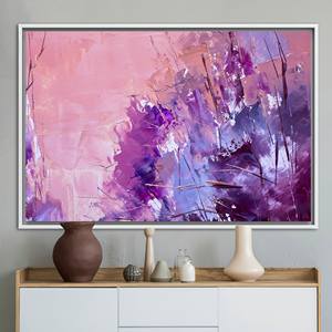 Tableau sur toile imprimé abstrait rose et violet contemporain - Décoration murale moderne, 3P : encadré blanc - Product Image 1