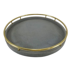 DAPHOCO Modelo 158 Bandeja de Servicio Redonda de Lujo Decorativa de Imitación de Piel de Cangrejo con Asas, Vietnam - Product Image 6