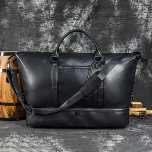 Leather <b>Duffel</b> <b>Bag</b> Weekender Travel <b>Bag</b> with Zipper Closure Durable Black Luxury Sport Large Capacity Portable - Product Image 6