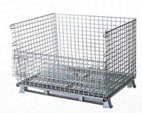 Cage de stockage en treillis métallique robuste, conteneur de stockage industriel en métal, bac en acier empilable, cage de manutention de matériaux
