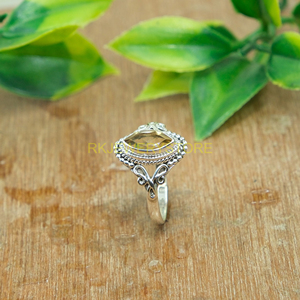 แหวนหมั้นพลอยซิทรินสำหรับผู้หญิง แหวนเงินแท้ 925 แหวนแต่งงานดีไซน์แฮนด์เมด ของขวัญวันคริสต์มาสและวันเกิด - Product Image 4