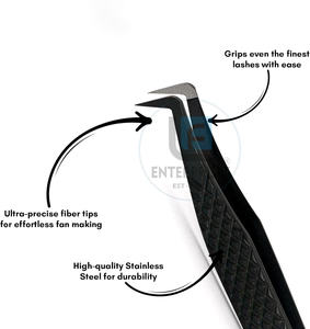 แหนบต่อขนตาปลายแหลมแบบนาโน OEM สแตนเลสสตีล 90 องศา สีดำ ขนาดเล็ก สำหรับต่อขนตาแบบวอลลุ่ม 12 ซม. รับทำโลโก้ตามสั่ง - Product Image 3